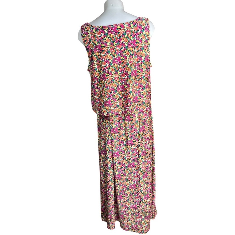 Sabrina Lauren Floral Maxi Dress XL Pink Multicolor Cold Shoulder Boho - Picture 3 of 10